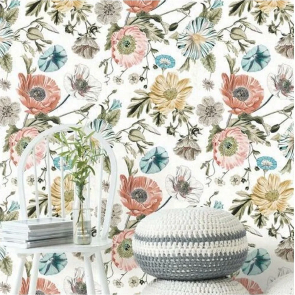 2 Vintage Poppy Peel & Stick Wallpaper RoomMates York Wallpaper RMK12281PL. #3